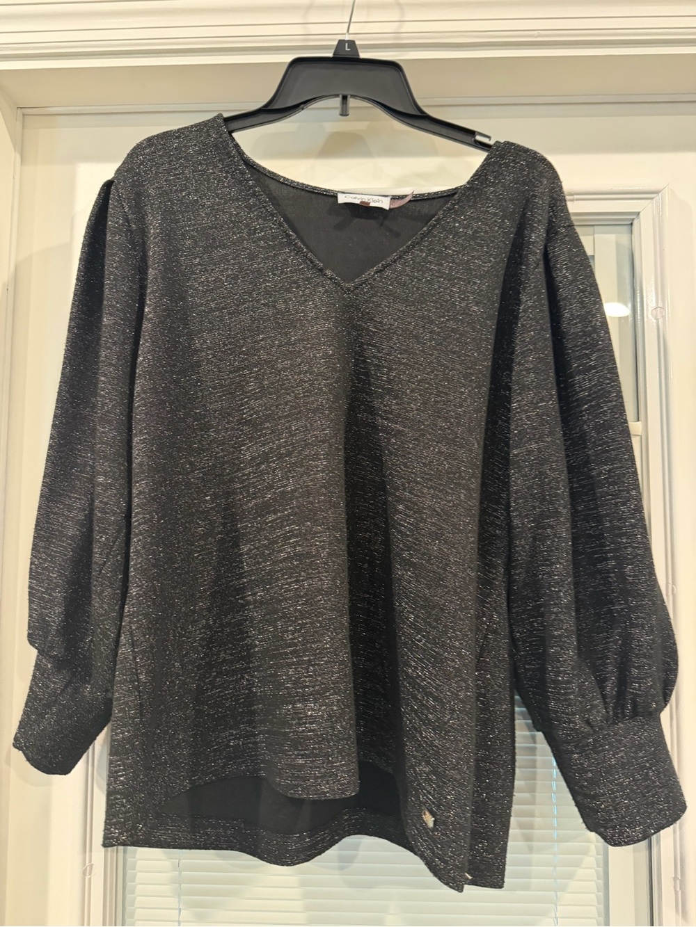 Calvin Klein Metallic Black Knit Top
